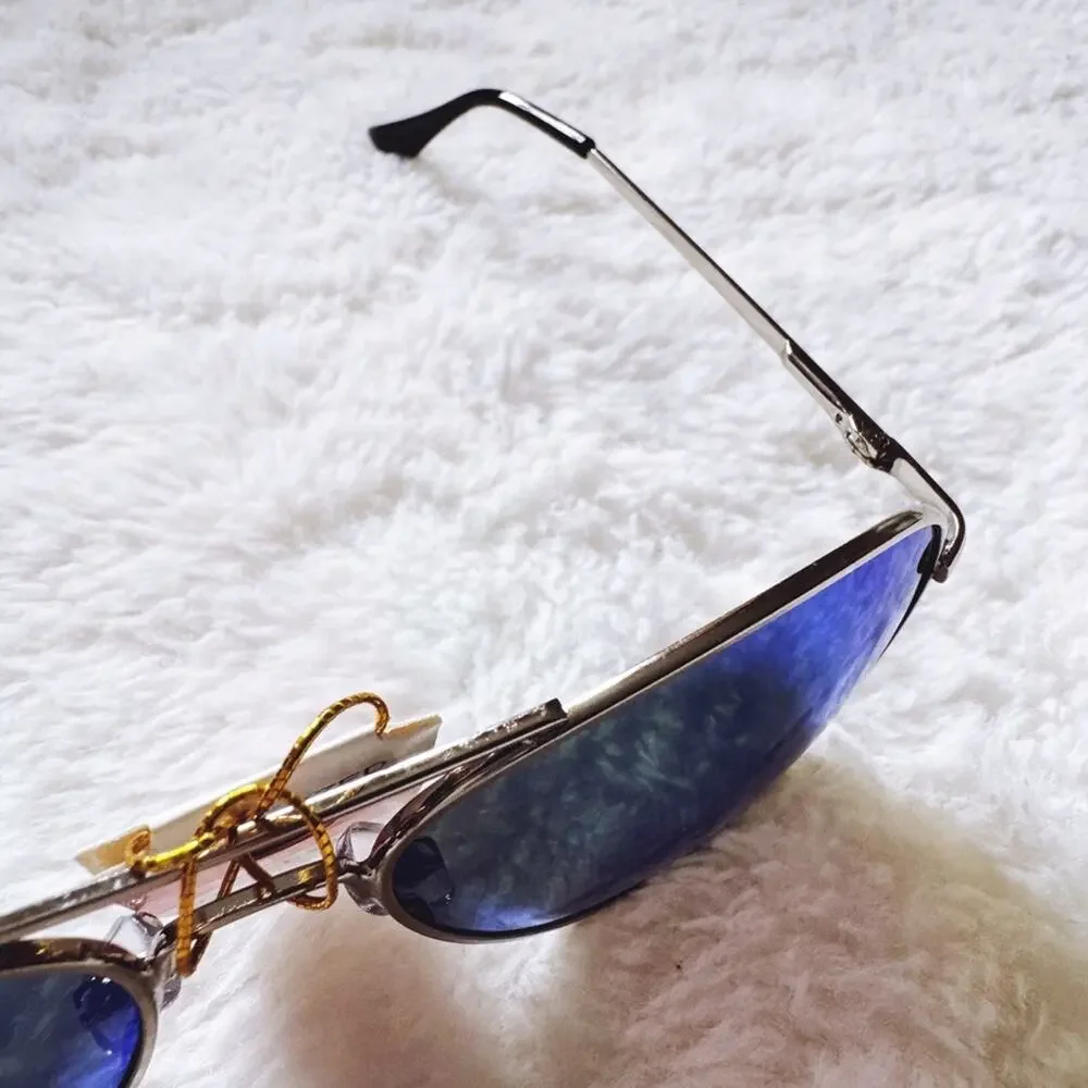 Zuri Silver w/ Green & Blue Lense Mirrored Sunglasses